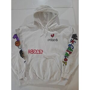 Polo G The Goat Hoodie Men's Large White Capalot Rap Merch Pullover Sweatshirt